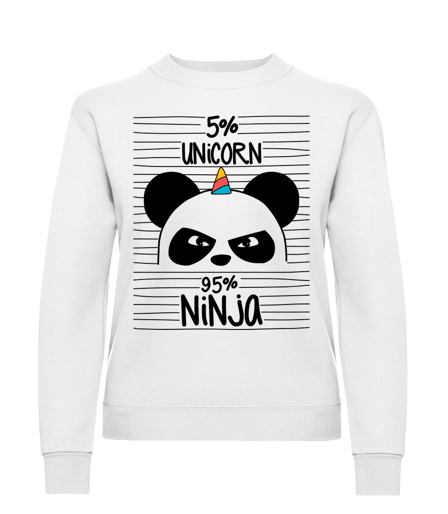 Aperçu: 5% Unicorn 95% Ninja - Sweat-shirt classique avec manches set-in pour femme - Blanc - Vorn
