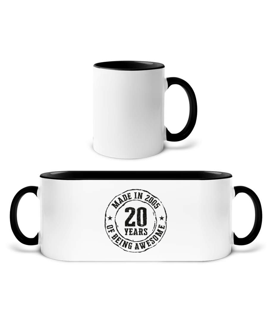 Made In 2005 - Mug bicolore en céramique - intérieur de couleur - Blanc / Noir - Devant