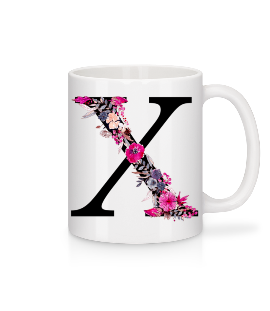 Fleurs Initiale X - Mug en céramique blanc - Blanc - Devant