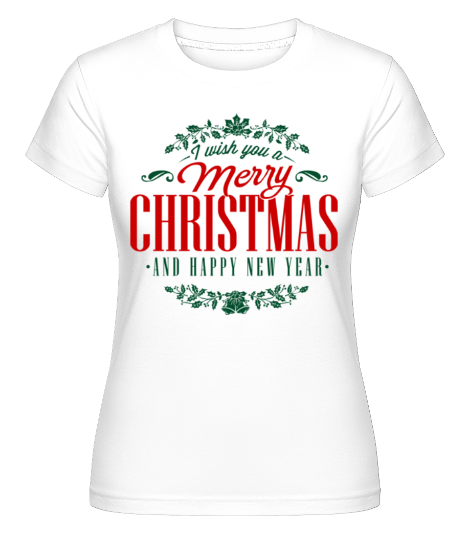 Aperçu: Merry Christmas Label -  T-shirt Shirtinator femme - Blanc - Devant