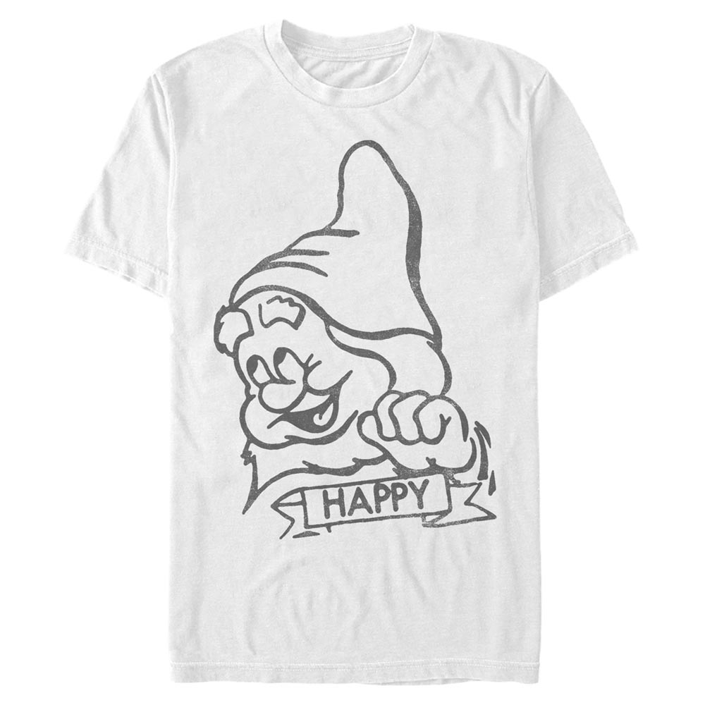 Disney - Blanche-Neige et les Sept Nains - Happy - Homme T-shirt - Blanc - Devant