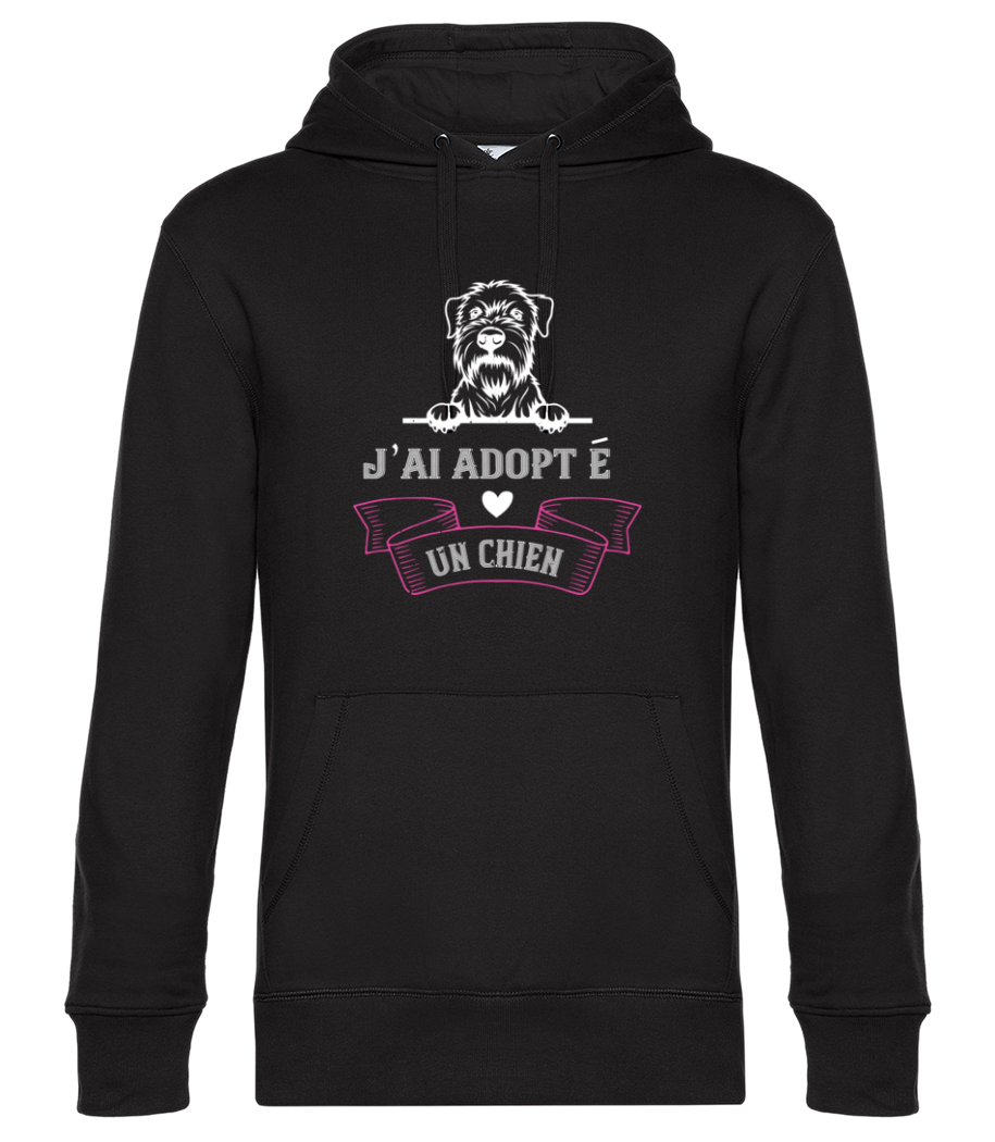 Aperçu: J’ai Adopté Un Chien - Sweat à capuche premium Unisexe - Noir - Devant