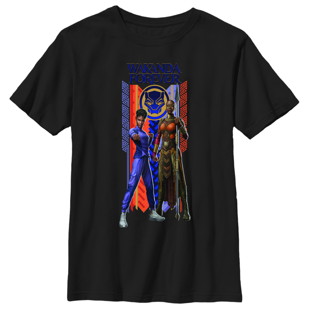 Aperçu: Marvel - Panthère noire Wakanda pour toujours - Shuri & Okoye Wakanda Forever Duo Banner - Enfant T-shirt - Noir - Devant