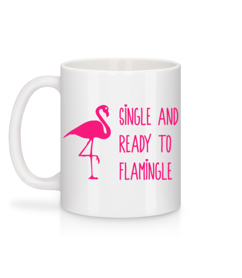 Single And Ready To Flamingle - Mug en céramique blanc - Blanc - Derrière