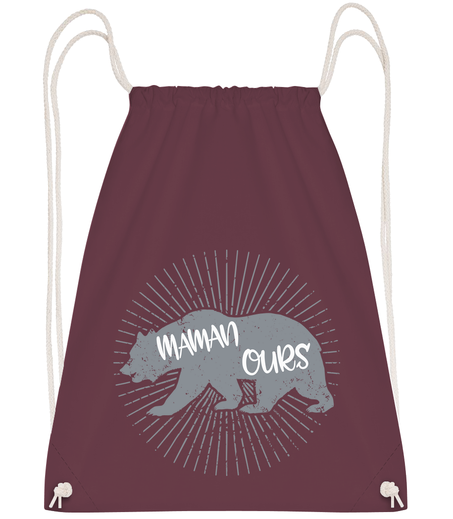 Maman Ours - Sac à dos Drawstring - Bordeaux - Vorn