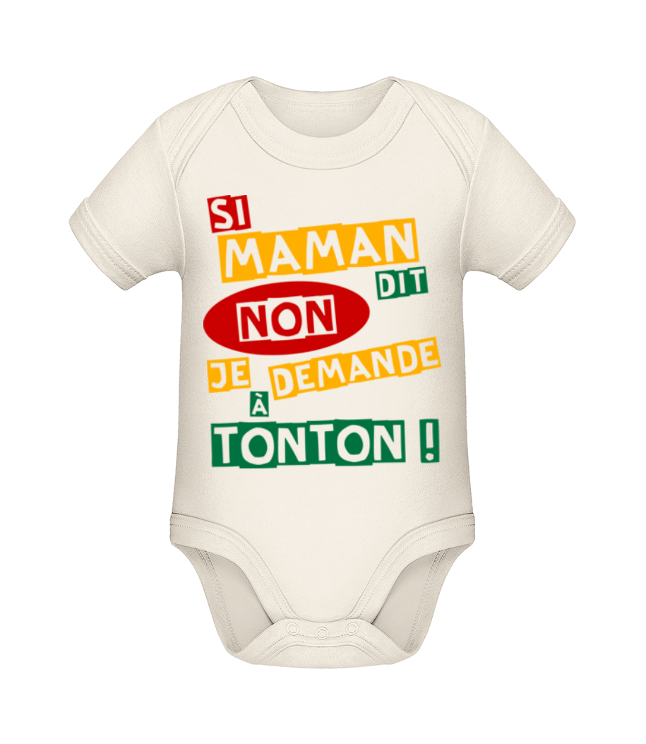Je Demande À Tonton - Body manches courtes bio - Crème - Devant
