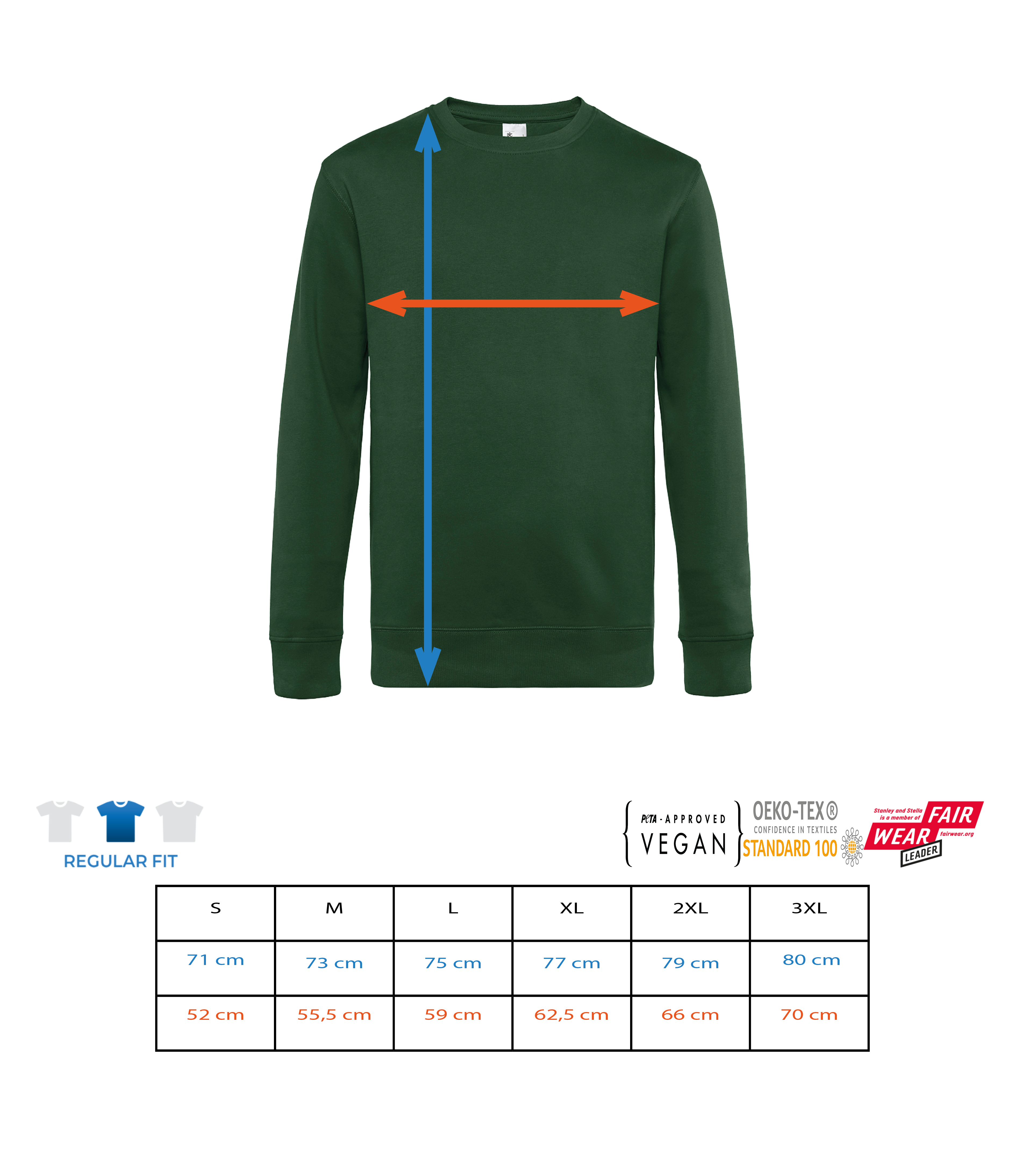 Aperçu: Sweat-shirt standard pour homme - Tableau des tailles