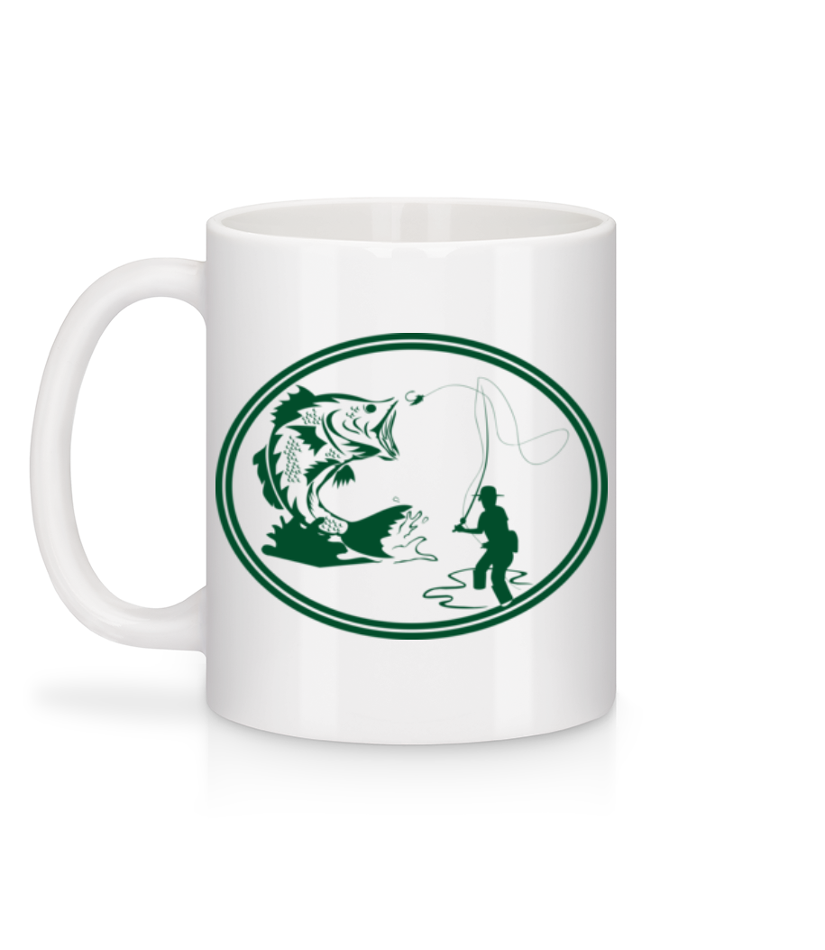 Aperçu: Fishing Icon Green - Mug en céramique blanc - Blanc - Derrière