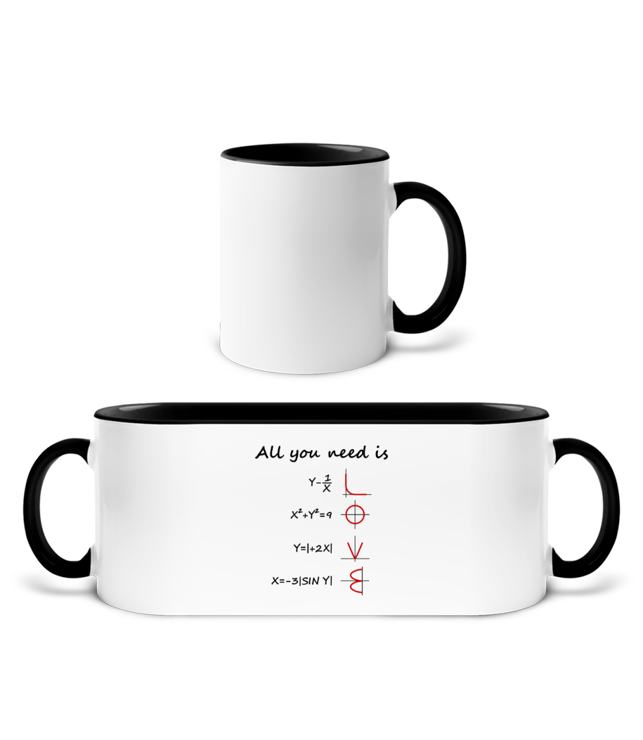 All You Need Is Love · Mug bicolore en céramique - intérieur de couleur