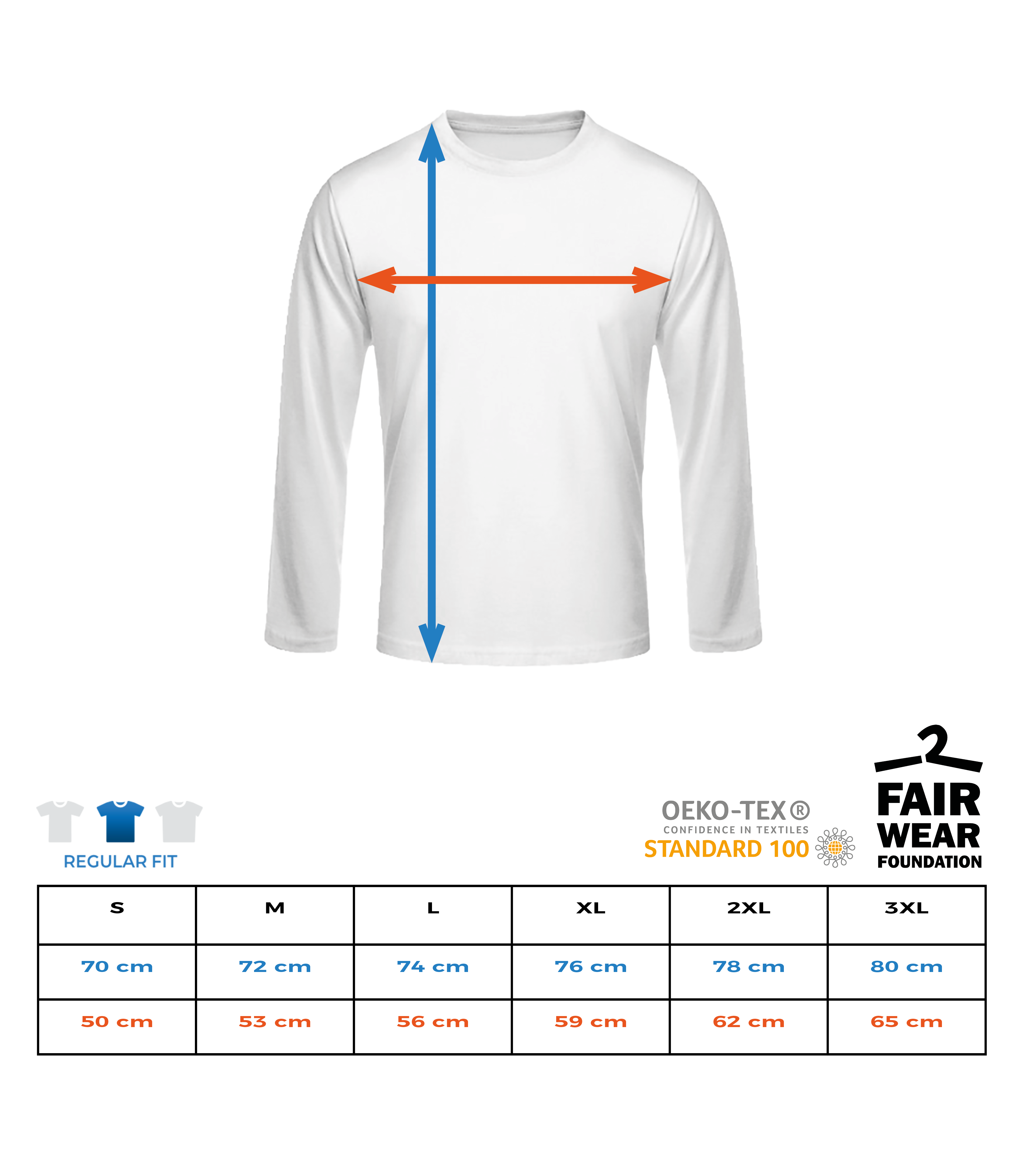 Aperçu: Männer Longsleeve Basic - Größentabelle