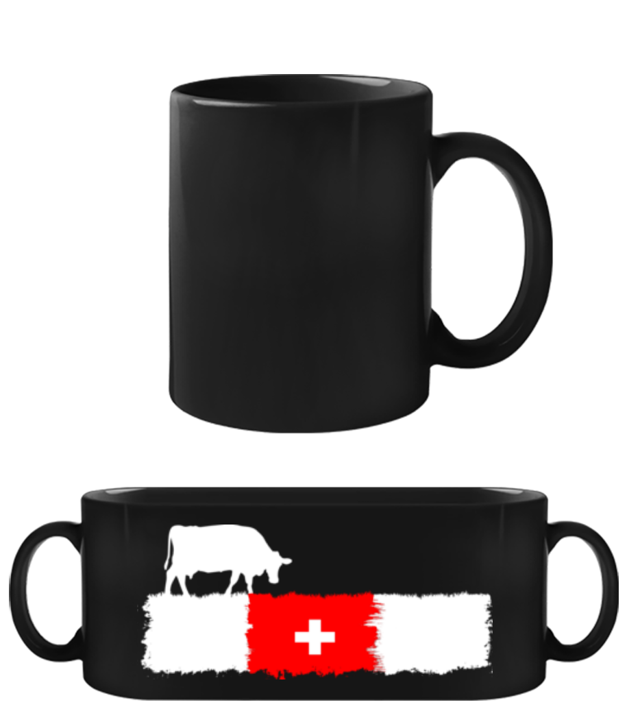 Vache drapeau suisse · Tasse Noire