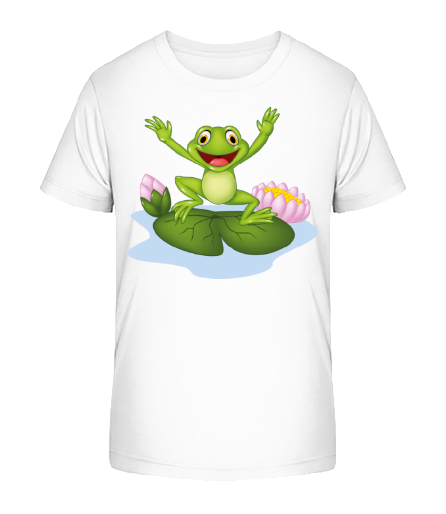 Aperçu: Grenouille Sur Nénuphar - T-shirt bio Enfant Stanley Stella 2.0 - Blanc - Devant