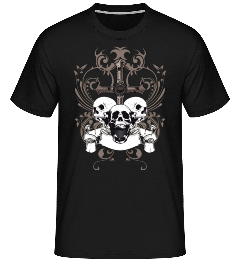Aperçu: Cross And Skulls -  T-Shirt Shirtinator homme - Noir - Devant