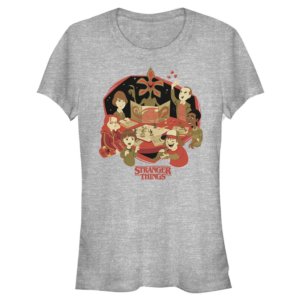 Aperçu: Netflix - Stranger Things - Skupina DnD Group - Femme T-shirt - Gris chiné - Devant
