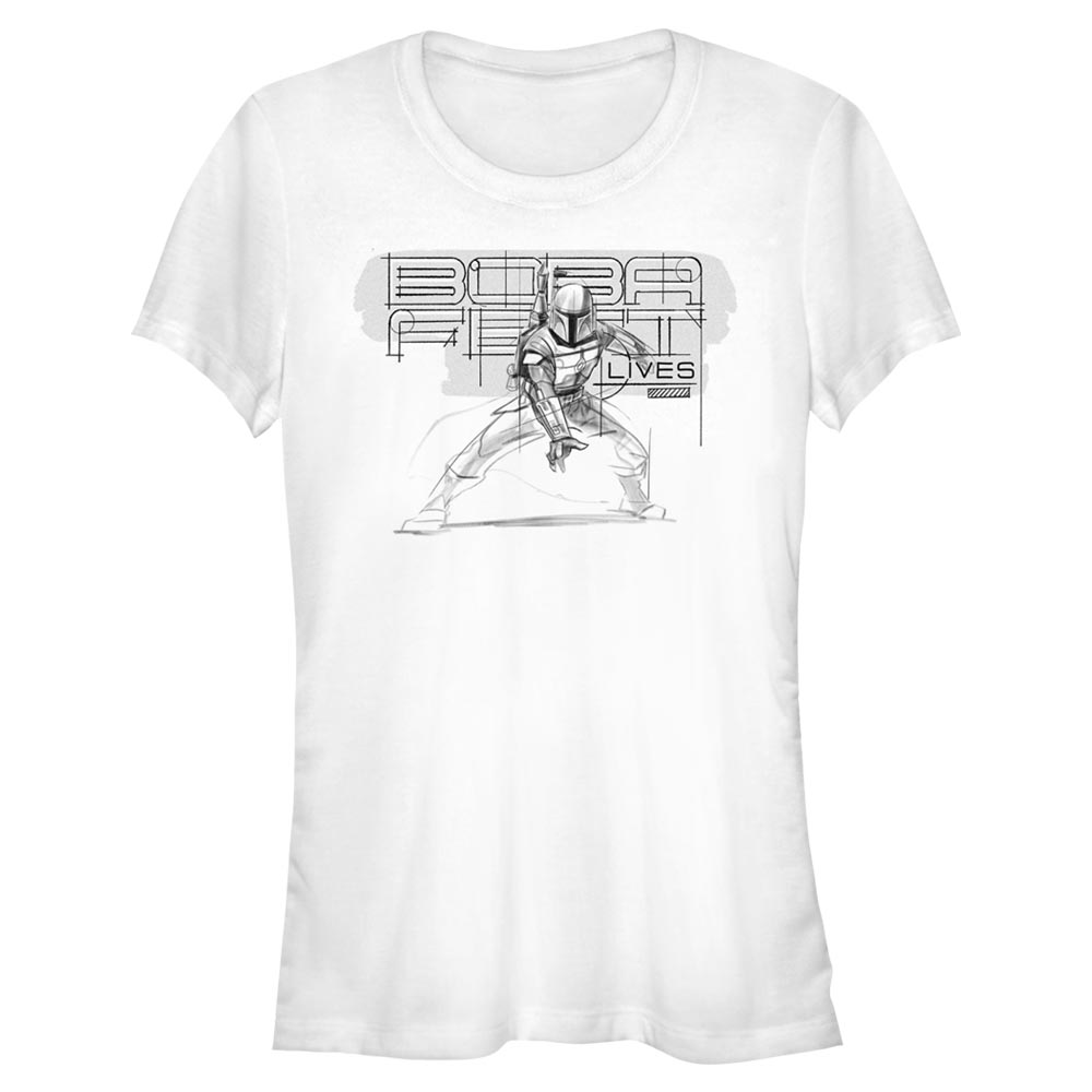 Star Wars - Book of Boba Fett - Boba Fett Boba Lives Pencil Sketch - Femme T-shirt - Blanc - Devant