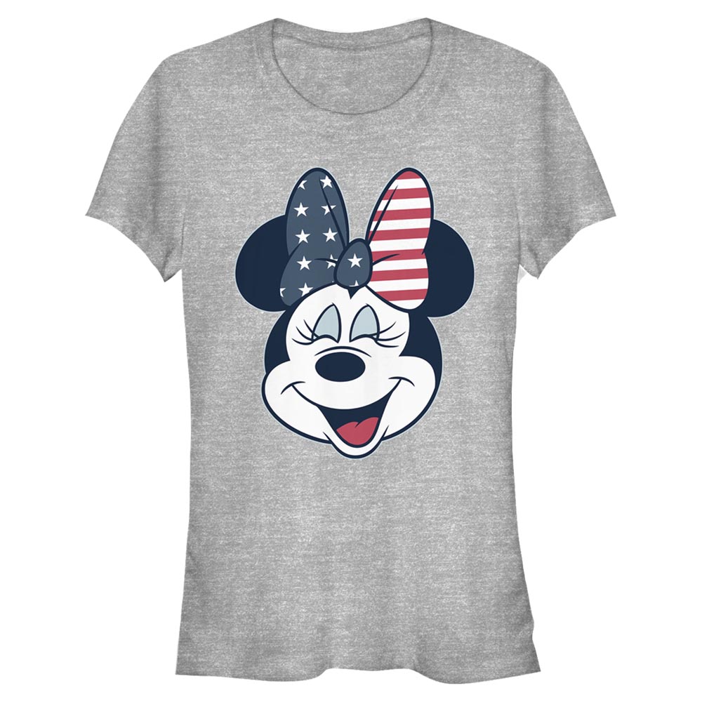 Disney - Mickey Mouse - Minnie Mouse American Bow - Dámske Tričko - Melírovo šedá - Predné