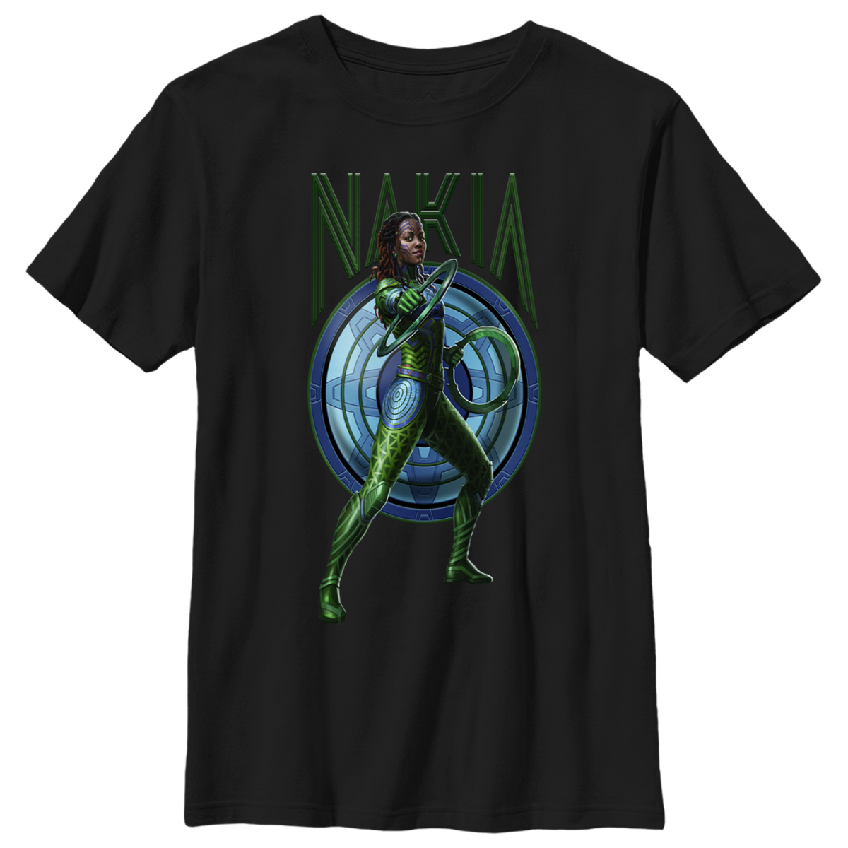 Aperçu: Marvel - Panthère noire Wakanda pour toujours - Nakia Shield - Enfant T-shirt - Noir - Devant