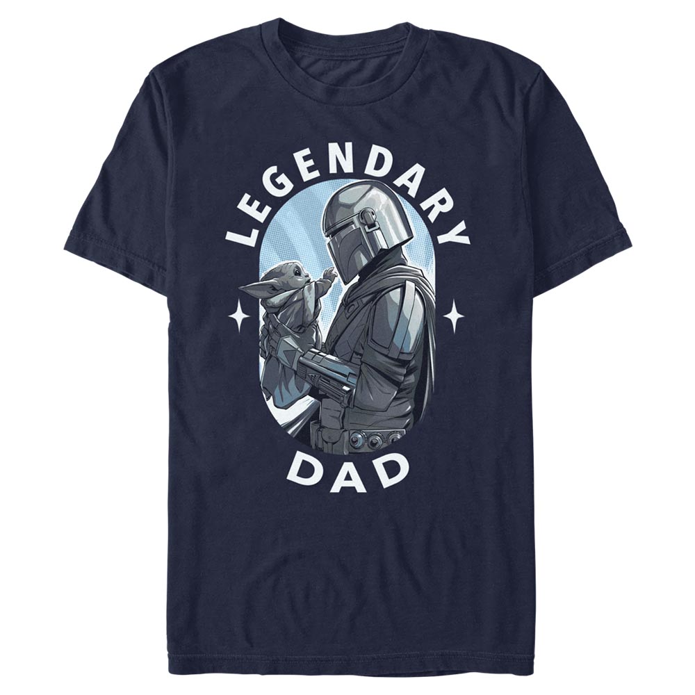 Star Wars - The Mandalorian - Mando & Child Legendary Dad - Father's Day - Homme T-shirt - Bleu marine - Devant