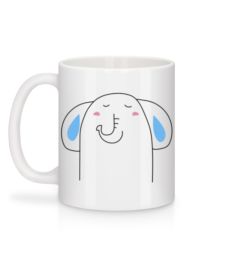 Aperçu: Éléphant Mignon - Mug en céramique blanc - Blanc - Derrière
