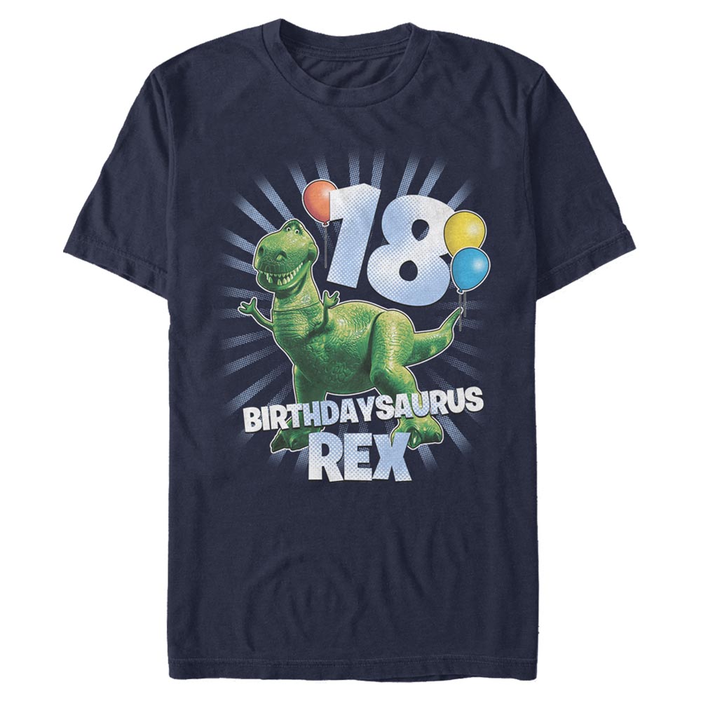 Pixar - Toy Story - Rex Ballon 18 - Birthday - Homme T-shirt - Bleu marine - Devant