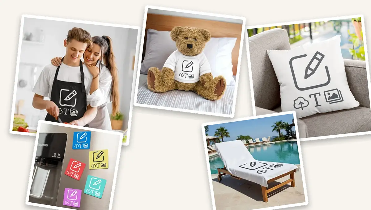 Personalisierte Wohnaccessoires von Shirtinator: Kochschürze, Kuscheltier, Handtuch, Magnete und Kissen