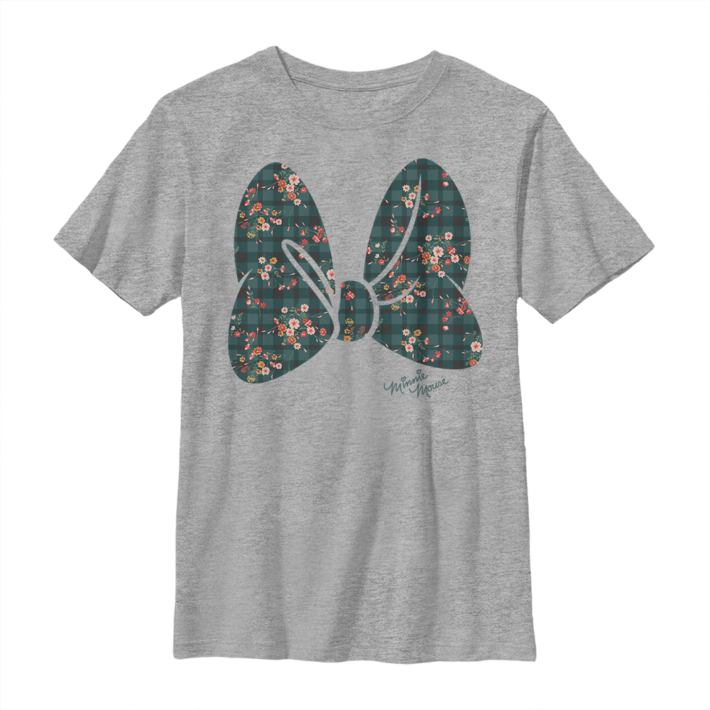 Disney Classics - Micky Maus - Minnie Maus Plaid Floral Bow - Kinder T-Shirt