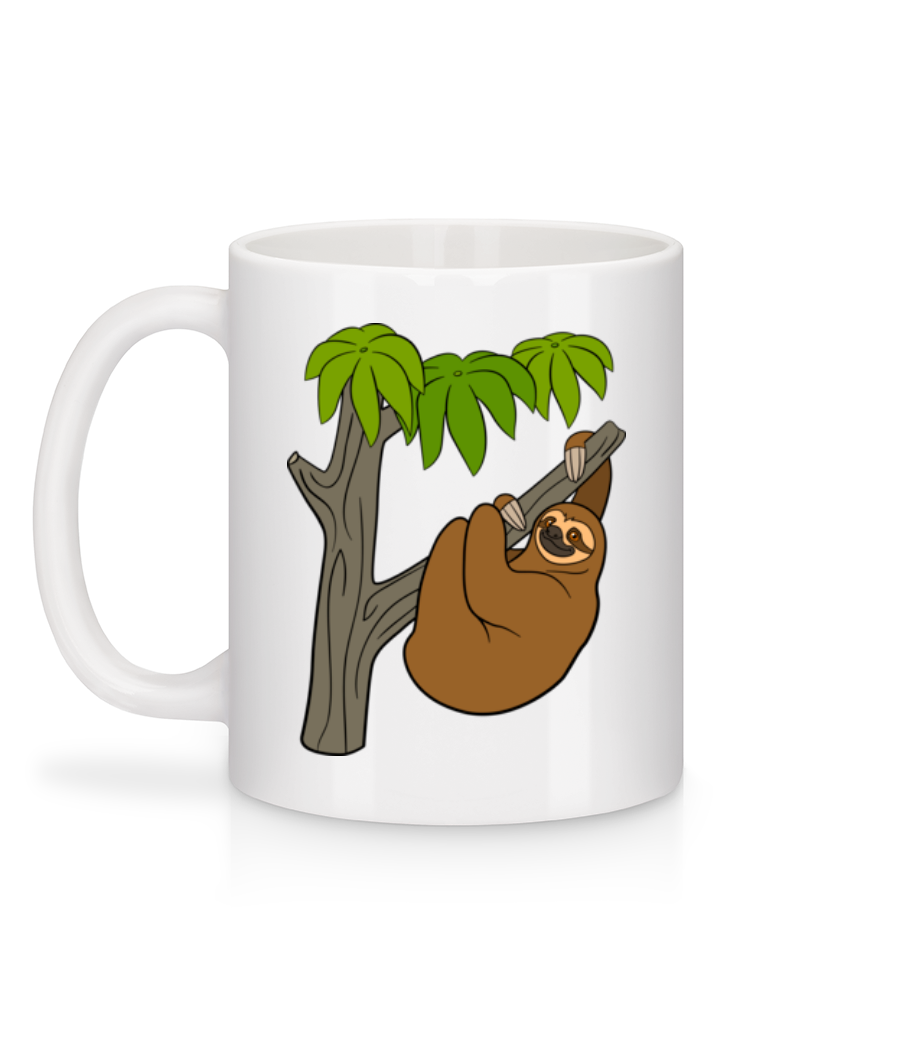 Aperçu: Paresseux Sur L'arbre - Mug en céramique blanc - Blanc - Derrière
