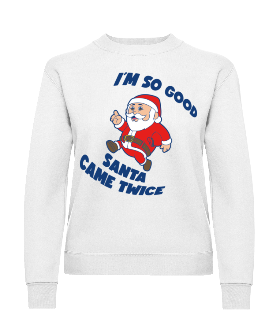 Santa Came Twice - Frauen Pullover - Weiß - Vorne