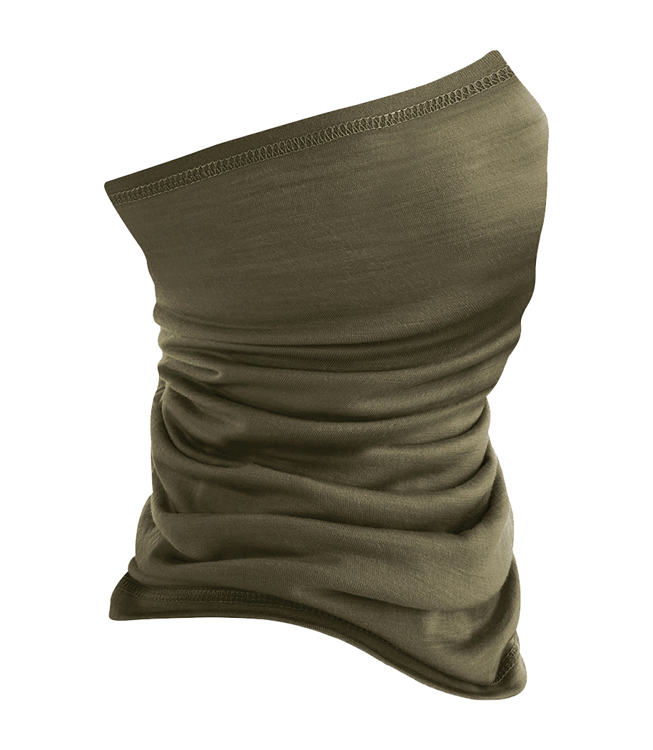 Foulard tube en laine mérinos - Olive - Derrière