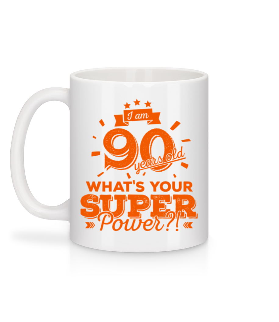 Superpower 90 Years Old - Mug en céramique blanc - Blanc - Derrière