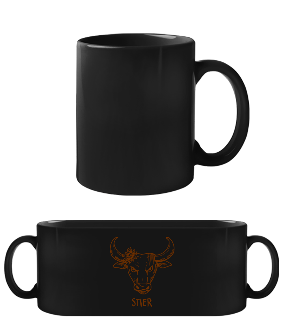 Kritzel Stil Sternzeichen Stier · Schwarze Tasse