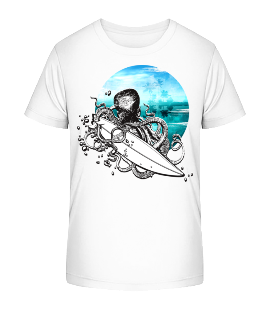 Surfeur People - T-shirt bio Enfant Stanley Stella 2.0 - Blanc - Devant