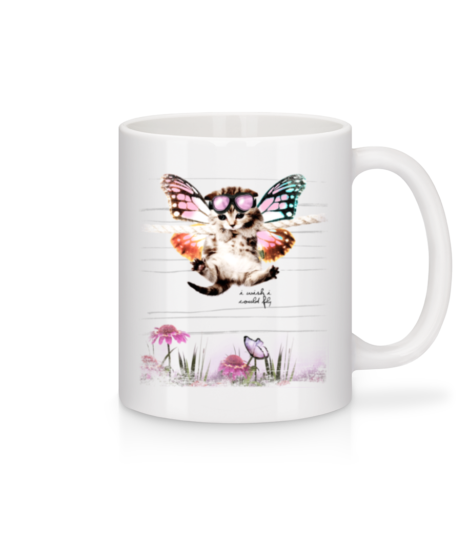 Chat Papillon · Mug en céramique blanc