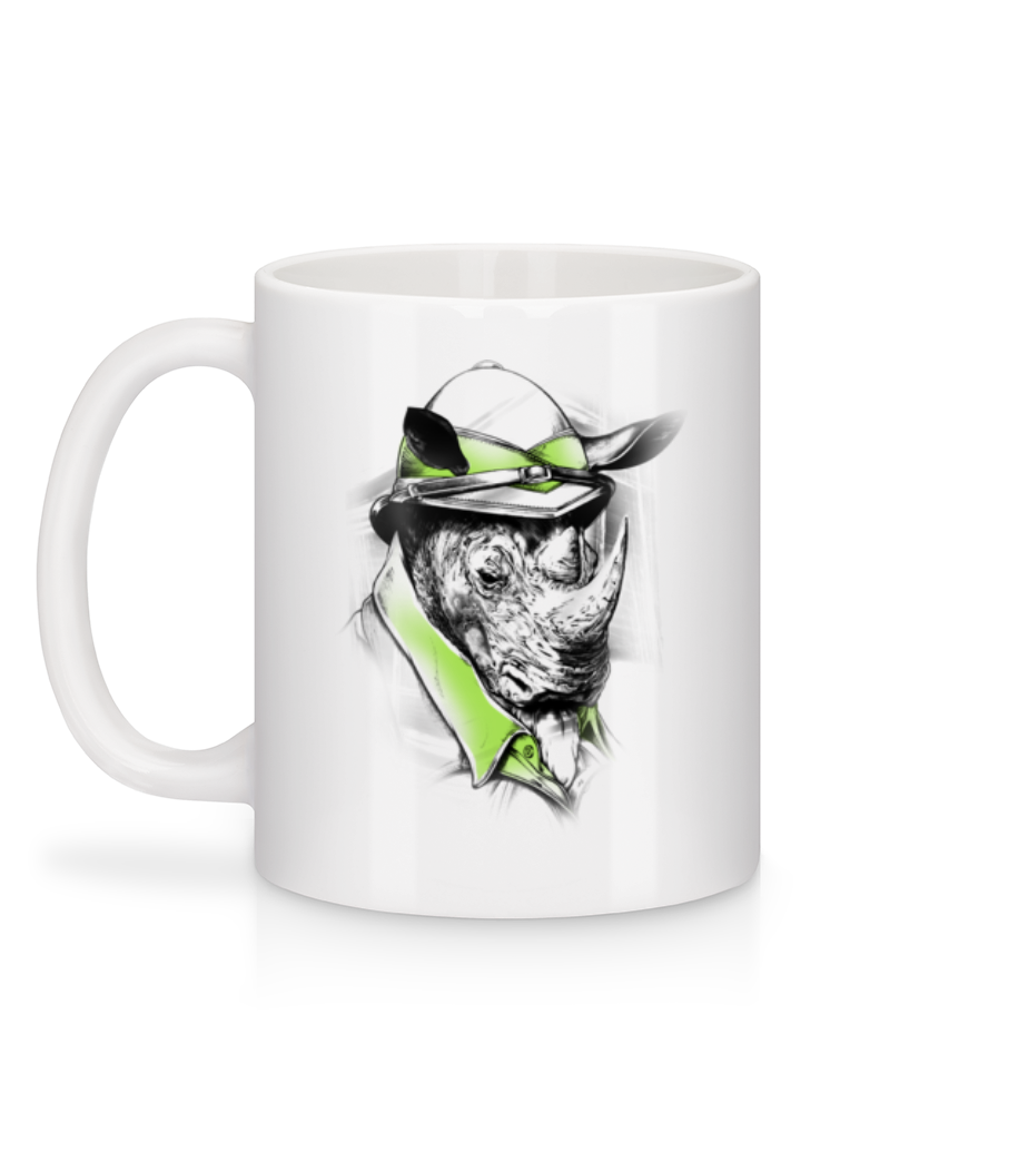 Aperçu: Safari Rhino - Mug en céramique blanc - Blanc - Derrière