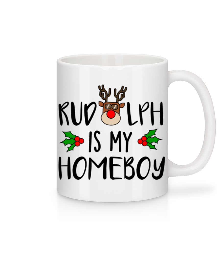 Rudolph Is My Homeboy - Mug en céramique blanc - Blanc - Devant
