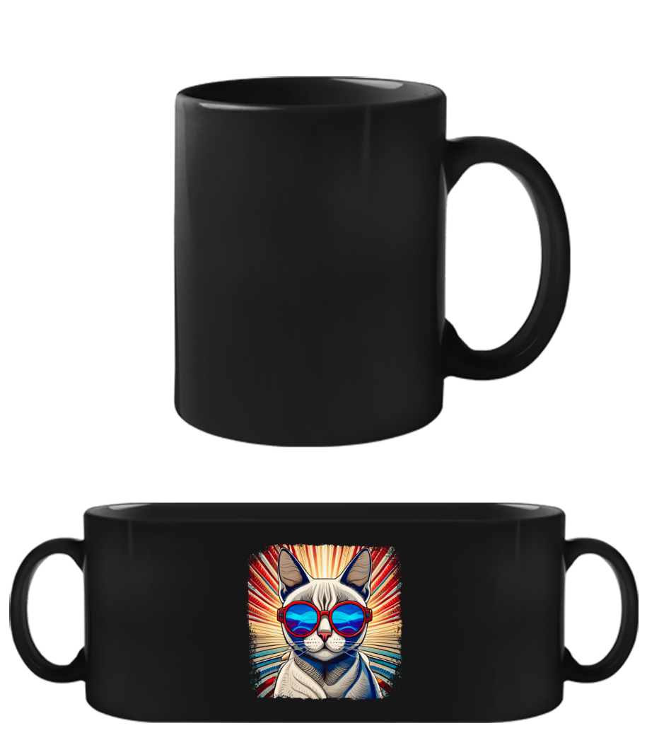 Chat Siamois Look Hippie · Tasse Noire