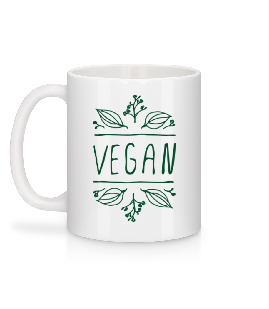 Aperçu: Signe Végétalien - Mug en céramique blanc - Blanc - Derrière