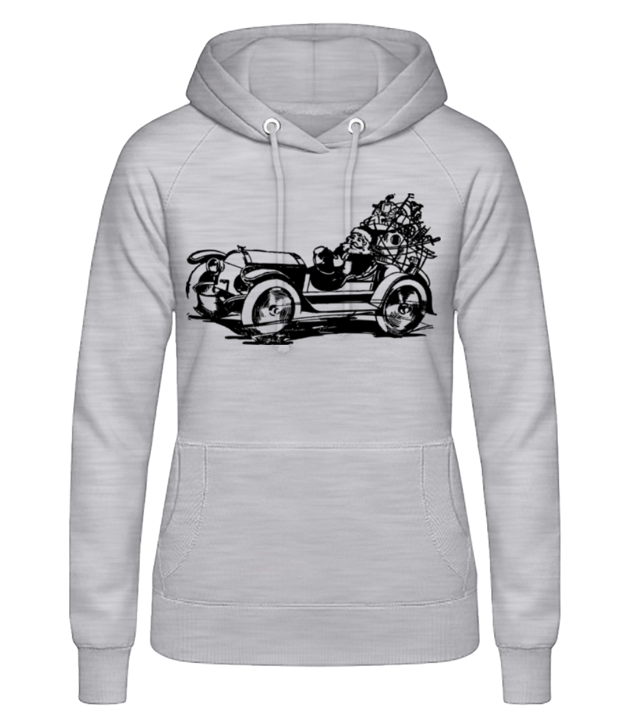Aperçu: Noël Oldtimer - Sweat à capuche Femme - Gris chiné - Devant