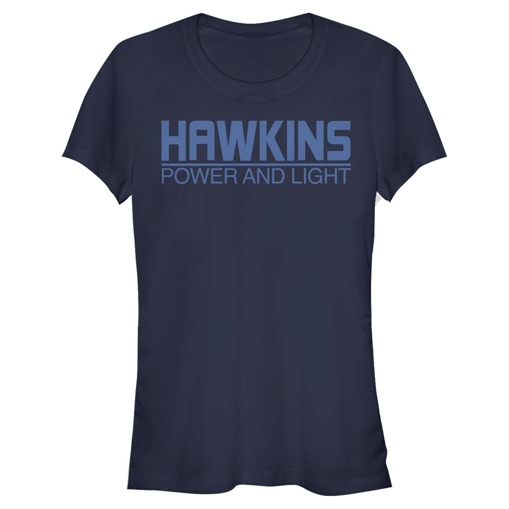 Netflix - Stranger Things - Hawkins Power & Light Hawkins Power and Light - Femme T-shirt - Bleu marine - Devant