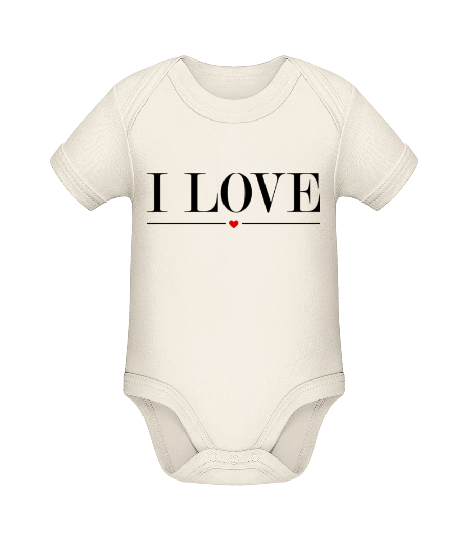I Love - Body manches courtes bio - Crème - Devant
