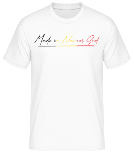 Made In Namur Sud Belgique - T-shirt standard Homme - Blanc - Devant