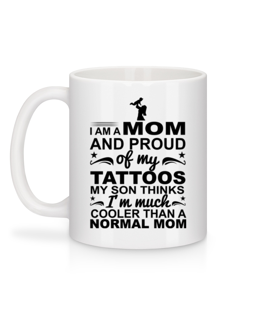 Mom Proud Of Tattoos - Mug en céramique blanc - Blanc - Derrière