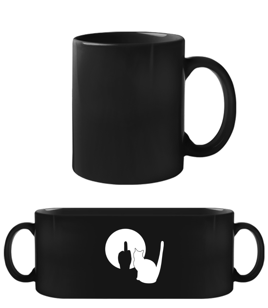Ombre de chat Doigt d'honneur · Tasse Noire