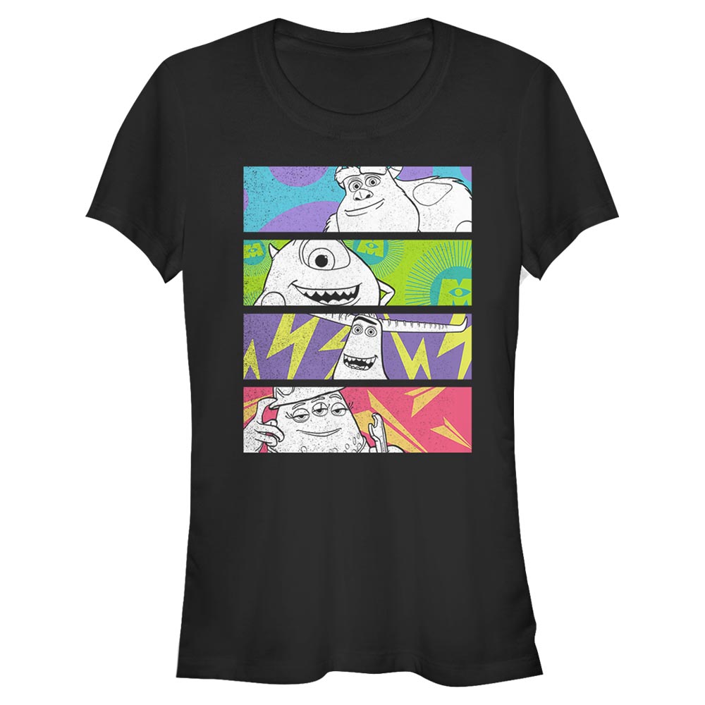 Pixar - Monstres - Photo de groupe Color Panels - Femme T-shirt - Noir - Devant
