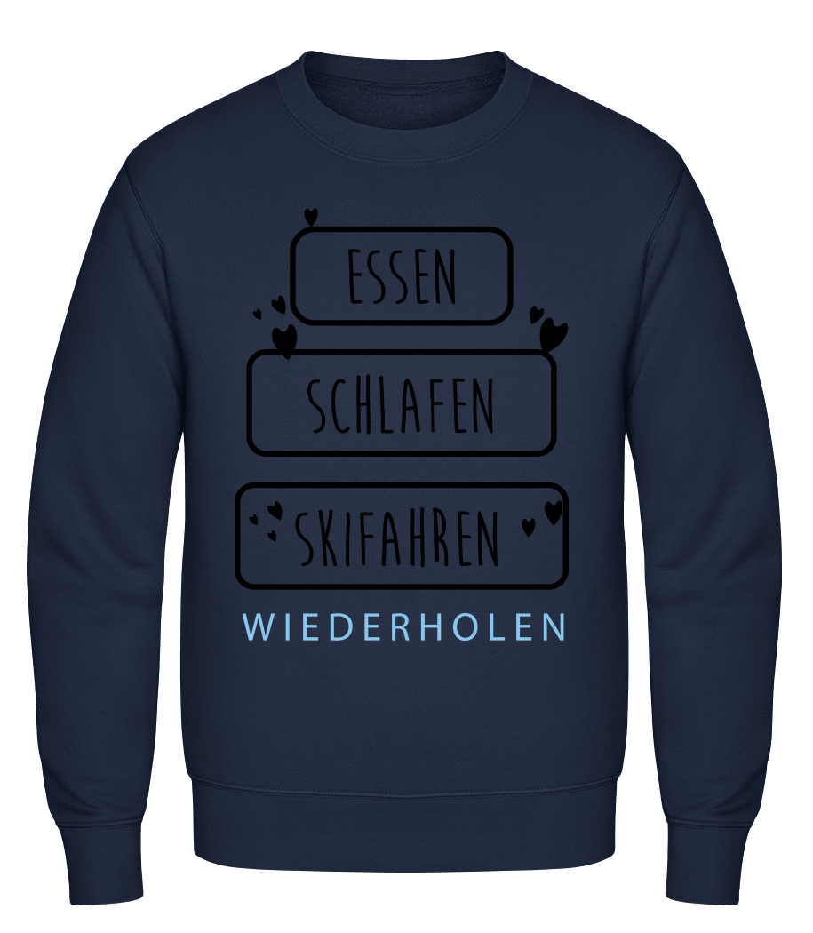 Vorschau: Essen Schlafen Skifahren - Männer Pullover - Marine - Vorn