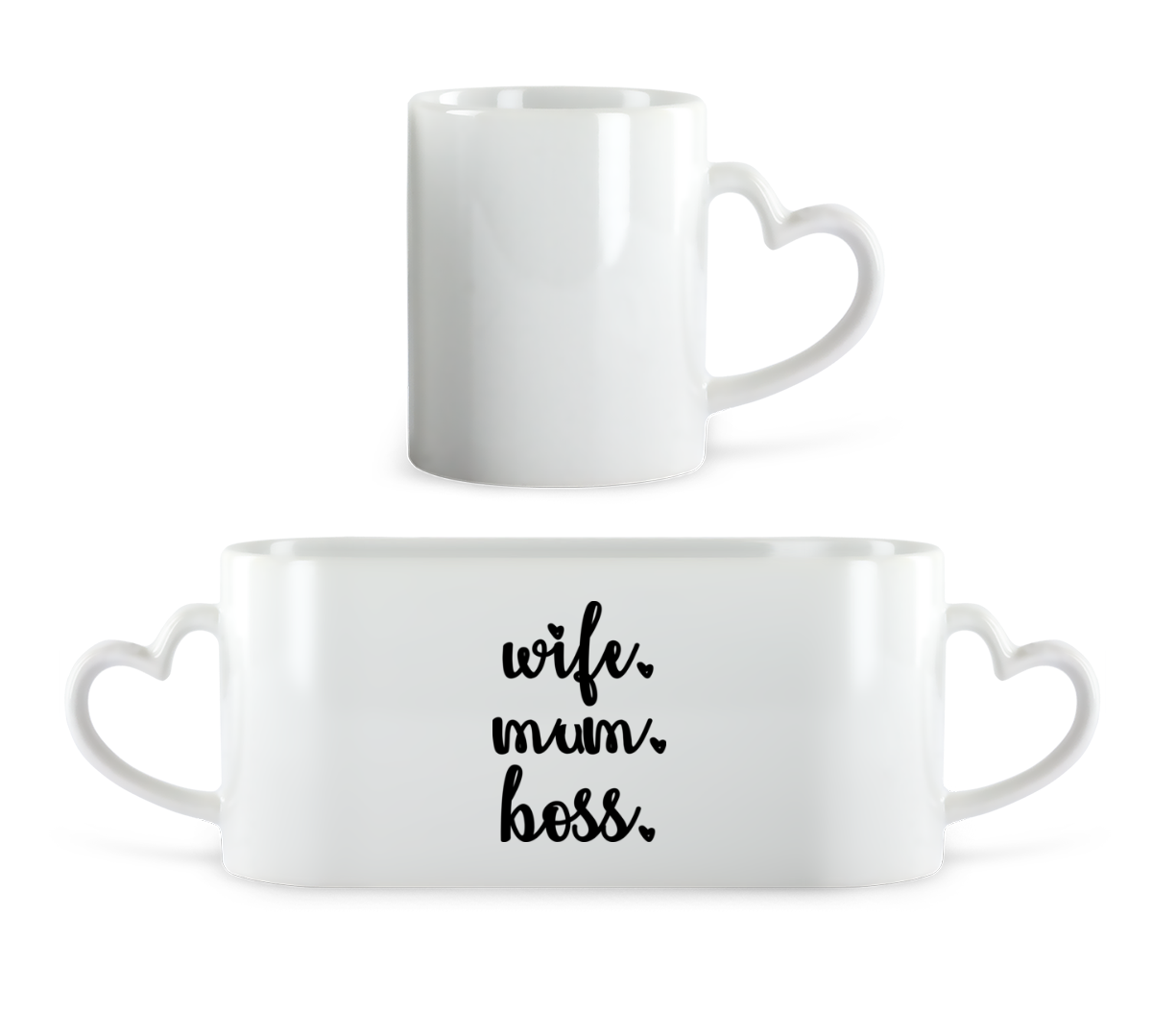 Motif Wife Mum Boss · Tasse en forme de coeur