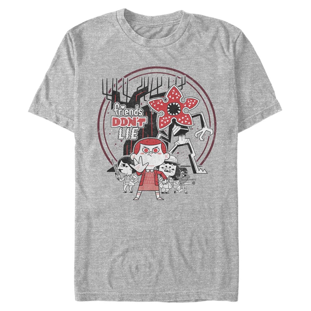 Aperçu: Netflix - Stranger Things - Skupina Chibi Things - Homme T-shirt - Gris chiné - Devant