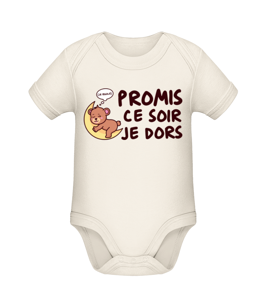 Aperçu: Promis Ce Soir Je Dors - Body manches courtes bio - Crème - Devant