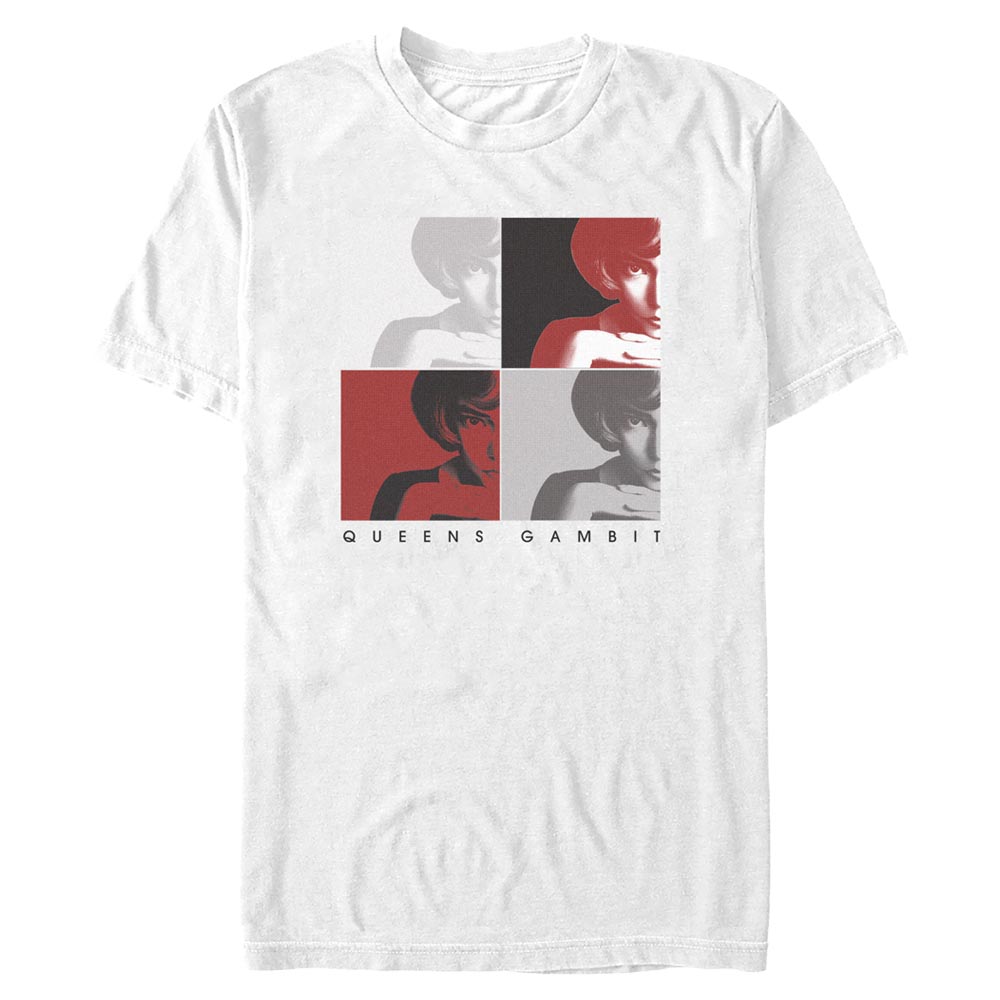 Aperçu: Netflix - Le jeu de la dame - Beth Harmon Check And Mate - Homme T-shirt - Blanc - Devant