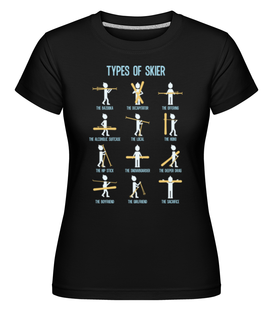 Aperçu: Types Of Skier -  T-shirt Shirtinator femme - Noir - Devant